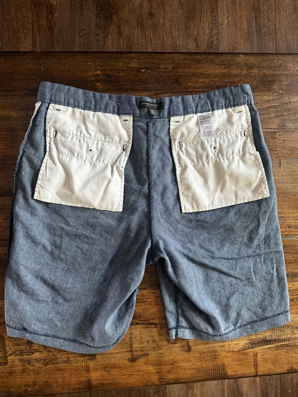 Banana Republic Emerson Linen Blend Shorts Blue Chambray Men’s 36 10” Inseam